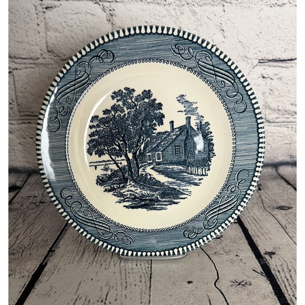 CURRIER & IVES Royal China Salad Plate 7-3/8" Birthplace Of Washington VGC